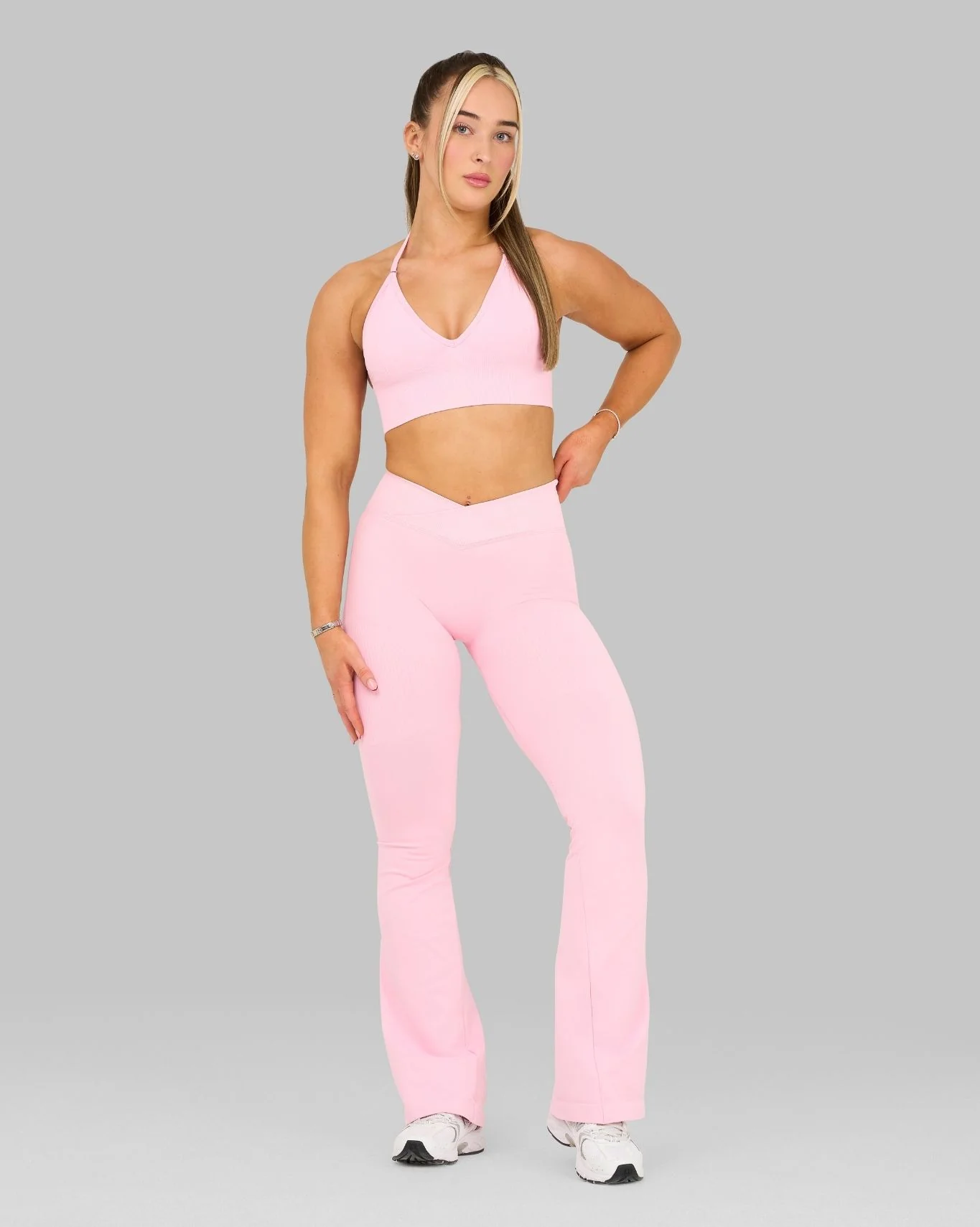 Elevate™ Sculpting Mid V-Waist Flare Leggings | Candy Pink - Image 5