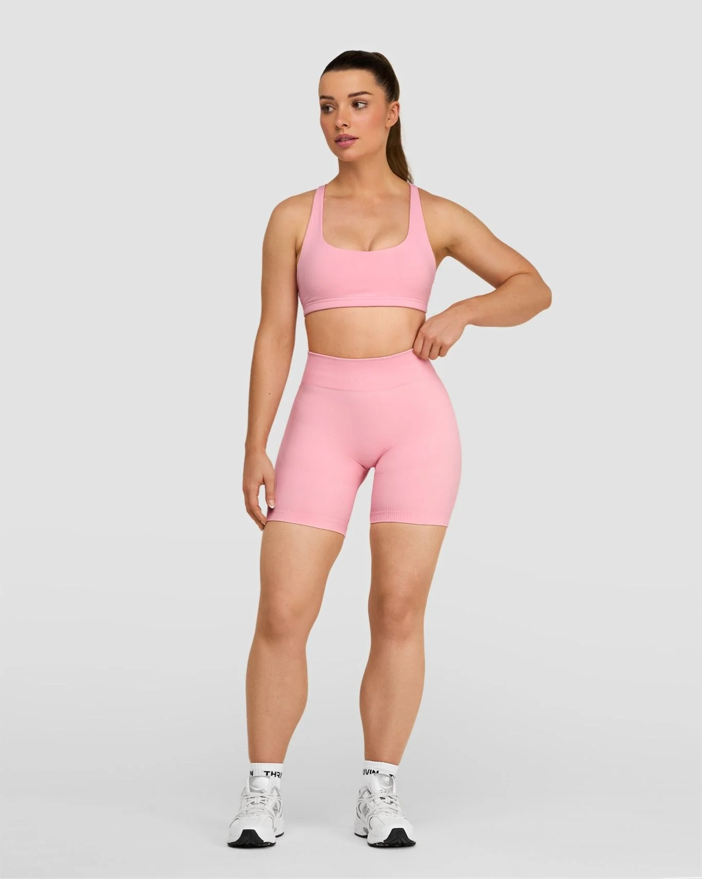 Elevate™ Sculpting Mid Waist Scrunch Shorts | Cotton Pink - Image 3