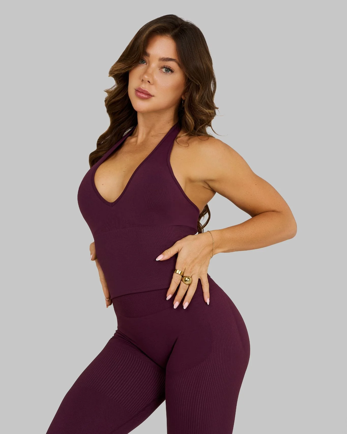Elevate™ Sculpting Seamless Halterneck Top | Winter Plum - Image 3