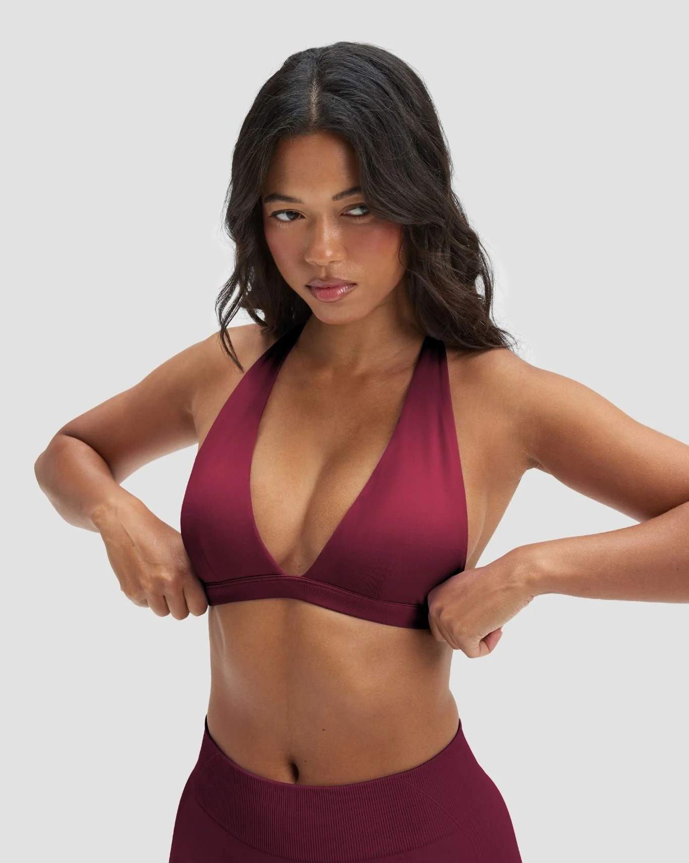 Elevate™ Sculpting Seamless V-Neck Halter Bra | Cherry Berry - Image 3