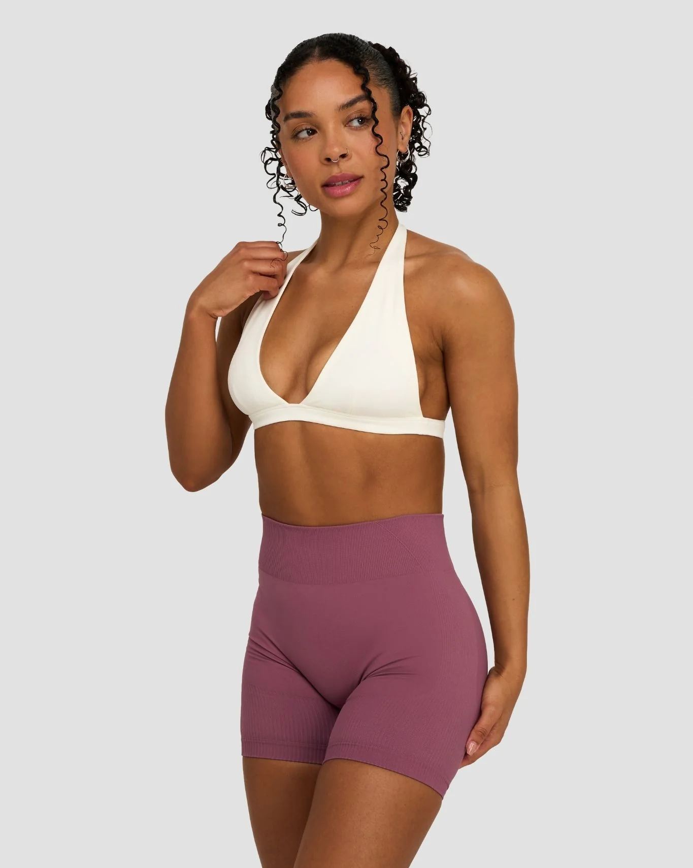 Elevate™ Sculpting Seamless V-Neck Halter Bra | Cream - Image 4