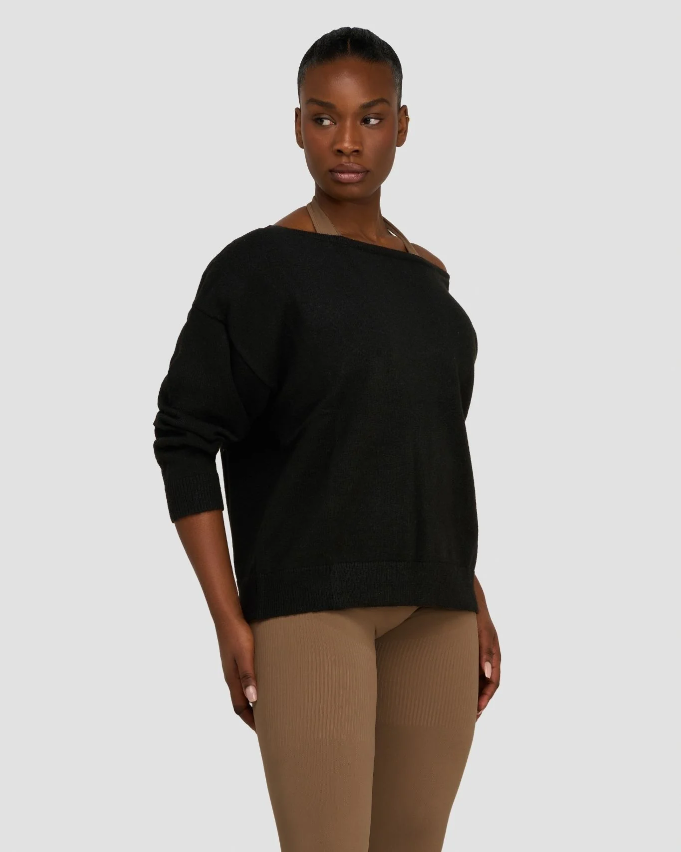 The Essential Collection Off The Shoulder Wool Blend Sweater | Night Black - Image 3